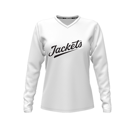 [CUS-DFW-TEES-CMF-VNK-LSL-WHT-FYXS-LOGO1] Comfort T-Shirt (Female Youth XS, White, V Neck, Logo 1, Long Sleeve)