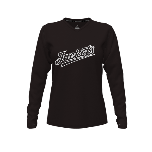 [FTLVPTBK-FYXS-LOGO1] Decker Performance T-Shirt (Female Youth XS, Black, V Neck, Logo 1, Long Sleeve)
