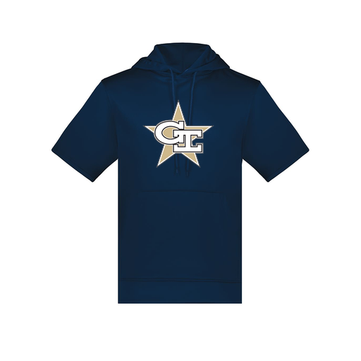 [6871.065.S-LOGO2] Men's Dri Fit Short Sleeve Hoodie (Adult S, Navy, Logo 2)