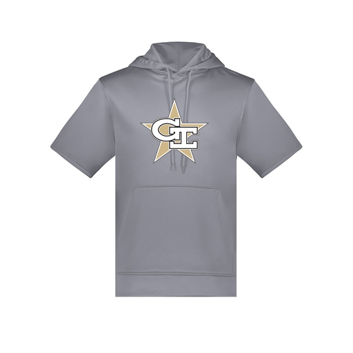 [6871.059.S-LOGO2] Men's Dri Fit Short Sleeve Hoodie (Adult S, Gray, Logo 2)