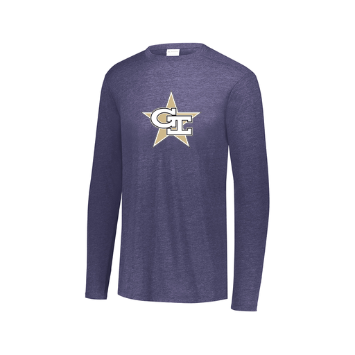 [FTLCUBNV-AXS-LOGO2] Decker Men's Tri-Blend T-Shirt - Long Sleeve (Adult XS, Navy, Logo 2)