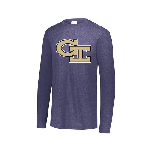 [FTLCUBNV-AXS-LOGO3] Decker Men's Tri-Blend T-Shirt - Long Sleeve (Adult XS, Navy, Logo 3)