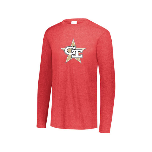 [FTLCUBRD-AXS-LOGO2] Decker Men's Tri-Blend T-Shirt - Long Sleeve (Adult XS, Red, Logo 2)