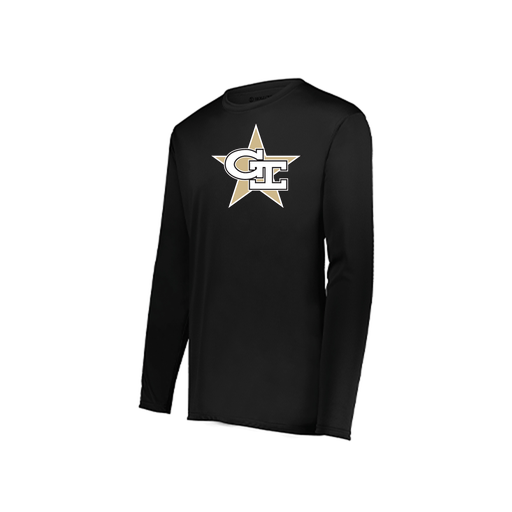 [222823.080.S-LOGO2] Youth LS Smooth Sport Shirt (Youth S, Black, Logo 2)