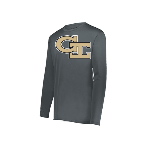 [222823.059.S-LOGO3] Youth LS Smooth Sport Shirt (Youth S, Gray, Logo 3)