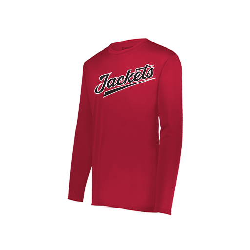 [222823.083.S-LOGO1] Youth LS Smooth Sport Shirt (Youth S, Red, Logo 1)