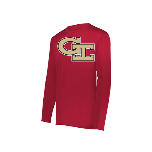 [222823.083.S-LOGO3] Youth LS Smooth Sport Shirt (Youth S, Red, Logo 3)