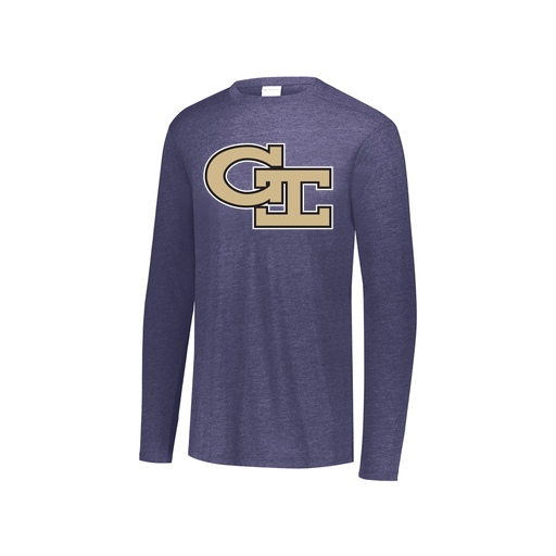 [3076.72N.S-LOGO3] Youth LS Ultra-blend T-Shirt (Youth S, Navy, Logo 3)