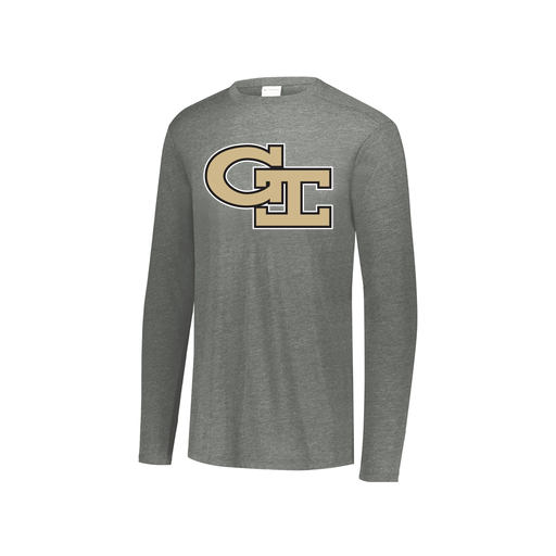 [FTLCUBGY-YS-LOGO3] Decker Youth Tri-Blend T-Shirt - Long Sleeve (Youth S, Gray, Logo 3)