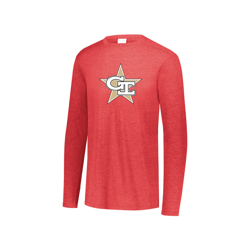 [FTLCUBRD-YS-LOGO2] Decker Youth Tri-Blend T-Shirt - Long Sleeve (Youth S, Red, Logo 2)