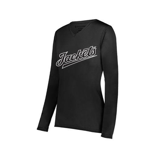 [222824.080.S-LOGO1] Ladies LS Smooth Sport Shirt (Female Adult S, Black, Logo 1)