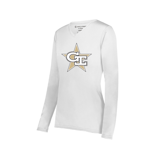 [222824.005.S-LOGO2] Ladies LS Smooth Sport Shirt (Female Adult S, White, Logo 2)