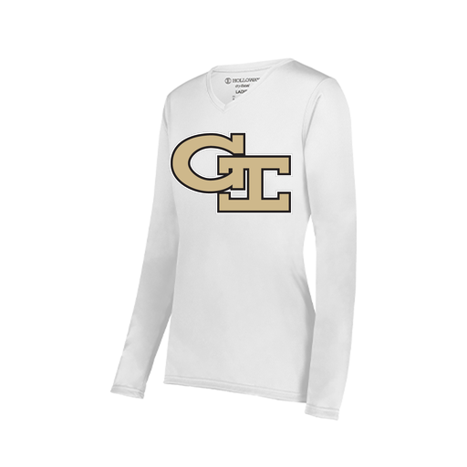 [222824.005.S-LOGO3] Ladies LS Smooth Sport Shirt (Female Adult S, White, Logo 3)