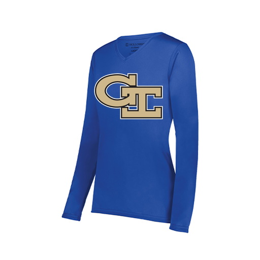 [222824.060.S-LOGO3] Ladies LS Smooth Sport Shirt (Female Adult S, Royal, Logo 3)