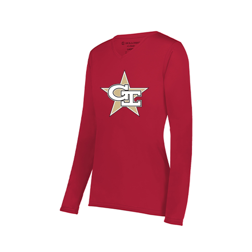 [222824.083.S-LOGO2] Ladies LS Smooth Sport Shirt (Female Adult S, Red, Logo 2)